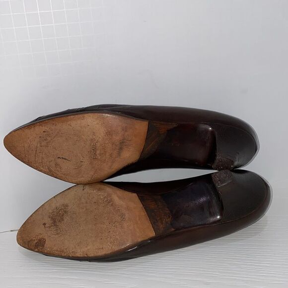 Bally Suisse Bellezza Brown Luxury Leather Snake Print Design Point Toe Pumps - Picture 8 of 17